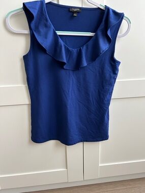 Talbots Cobalt Blue Ruffle Scoop Neck Tank